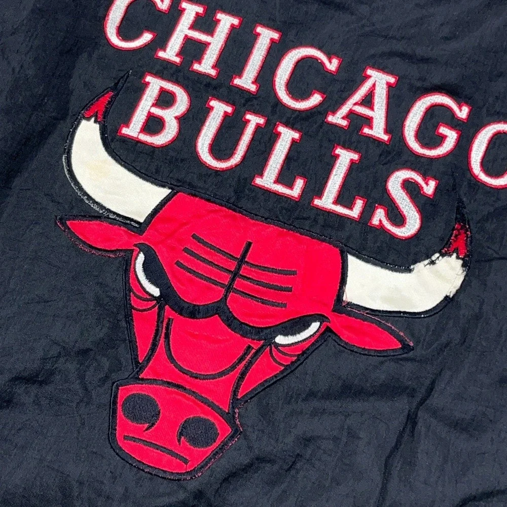 Vintage Chicago Bulls Puffer Jacket‎ Men XL Reversible 90s Red Black Embroidered